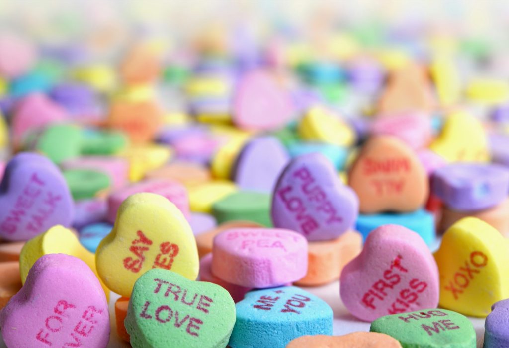 assorted heart shaped candies